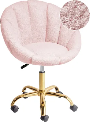 Zdjęcie produktu dla BELIANI Fotel biurowy pastelowy róż boucle obrotowy regulowana wysokość nowoczesny design do biura