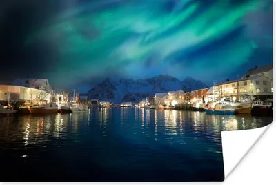 Produktbild von MuchoWow® Poster Nordlichter - Norwegen - Berg 30x20 cm - Plakate - Print