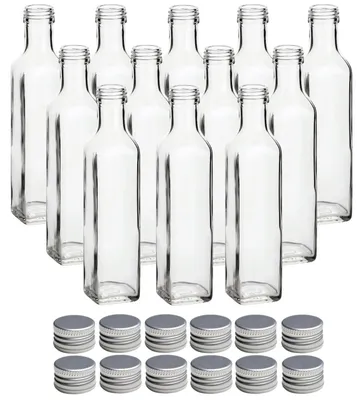 Image de Lot de 10 bouteilles en verre de 250 ml avec bouchon à vis, de forme carrée