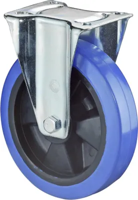 Image de BS Roulettes Roulette fixe diamètre 200mm capacité de charge 300kg roue en caoutchouc plein élastique plateau 138x109mm - L410.B61.200