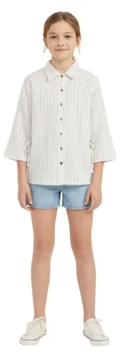 Obrázok produktu pre Modjeans | Dievcenská blúzka - Biela - Elegantná bavlna - Jemné prúžky - Pohodlný strih velkost 140, vek 10 rokov