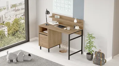 Produktbild von Skye Decor, On16-S, Schreibtisch, 100 % MELAMINBESCHICHTETE SPANPLATTEN, Nussbaum, 120 x 54,05 x 99,8 cm