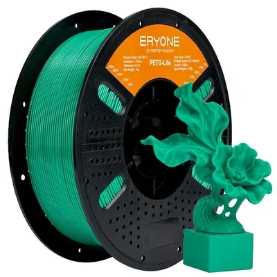 Obrázek produktu pro PETG-Lite – Filament pro 3D tisk, 1,75 mm – PETG, vhodné pro technologie FDM/FFF – cívka 4 kg – Odolný a flexibilní materiál – Vhodné pro většinu 3D tiskáren – Zelená barva