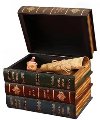Produktbild von Antike Schreibtischbox - Scharnierlose Schreibtischbox - Schreibtischorganizer - Scharnierlose Box - 20 x 15,7 x 14 cm - Kunstleder - Dekorative Box