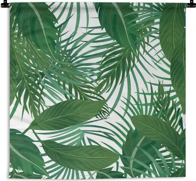 Produktbild von MuchoWow® Wandteppich Wandbehang Blätter - Muster - Tropisch 90x90 cm Tapisserie Dekoration Wandtuch - Wandaufhänger