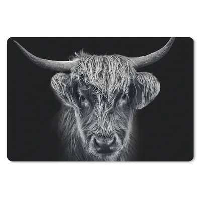 Produktbild von MuchoWow® Schreibtischunterlage Schottischer Highlander - Schwarz - Kuh - Tiere 60x40 cm - XXL Mauspad - Großes Mauspad