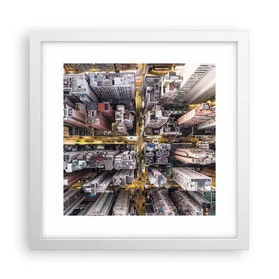 Produktbild von Gerahmtes Poster - Weißer Rahmen - Metropole Luftaufnahmen Straße - 30x30 cm - Wand Bild - Wanddeko - Wandbilder - Kunstposter - Wandposter - Bilderrahmen - Bilder - Kunstdruck - P2WAC30x30-4507
