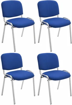 Produktbild von CLP 4er Set Stühle Ken Chrom Stoff gepolstert blau