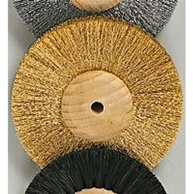 Produktbild von Zirkularbürste Messing gewellt, Holznabe, 85 mm Ø, 15 mm breit, 6 mm Bohrung
