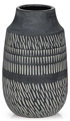 Produktbild von Vase Keramik Schwarz 23 cm Hoch – Moderne Skandinavische Deko für Trockenblumen