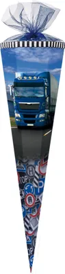 Produktbild von Nestler Schultüte Tüllv. 85 cm 6-eckig Trucks on the Road