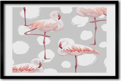 Produktbild von Bild 60x40 MDF-Rahmen, Wandkunst Flamingos