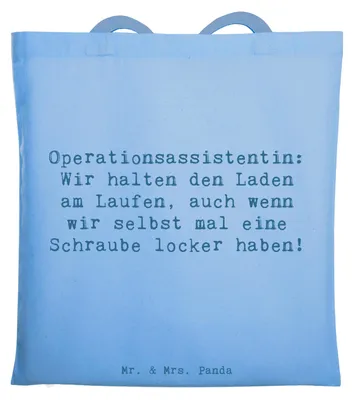 Produktbild von Mr. & Mrs. Panda Shopping Tasche Spruch Operationsassistentin Heldin - Sky Blue - Geschenk, Geschenke mit Herz, Motivation, Beruf, Einkaufstasche, Baumwollbeutel
