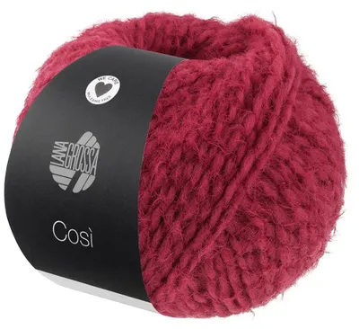 Produktbild von Lana Grossa COSÌ 50 g Flauschiges Merino-Dochtgarn mit Effektstruktur Farbe 014 - Weinrot