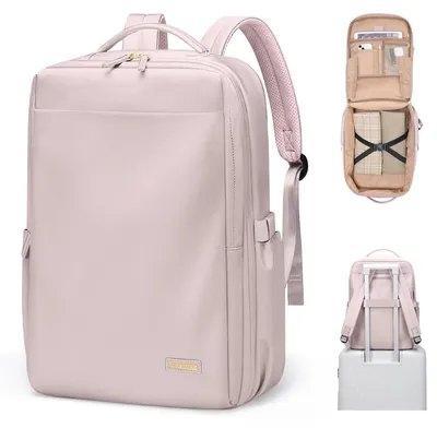 Produktbild von Reiserucksack Damen Handgepäck Rucksack für 17,3 Zoll Laptop Anti Diebstahl Grau Rosa