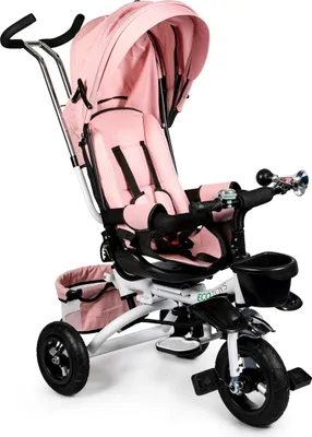 Obrázok produktu pre ECOTOYS JM-068-17 Otočná trojkolka Deluxe so strechou, ružová