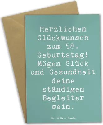Produktbild von Mr. & Mrs. Panda Glückwunschkarte Spruch 58. Geburtstag - Meeresbrise - Geschenk, osterkarten, Handwerkskunst, Geburtstagsfeier, einladungskarten, Grußkarten, Jubiläum
