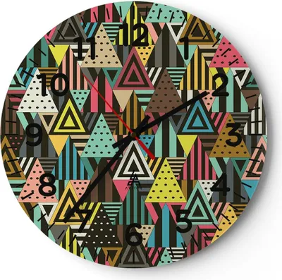 Produktbild von Wanduhr - Rund - Glasuhr - Abstraktion modern - 40x40cm - Schleichendes Uhrwerk - Lautlos - zum Aufhängen bereit - Dekoration Modern - Wanddekoration aus Glas - C4AR40x40-3700