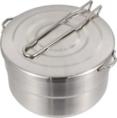 Produktbild von Camping Topf 1.5L Edelstahl Camping Kochgeschirr Set Faltbare Camping Kochtopf Outdoor Geschir Set mit Deckel und klappbarem Griff Outdoor Topf Große Kapazität