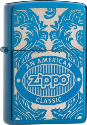 Produktbild von Zippo Benzinfeuerzeug Scroll Blau, Winddicht