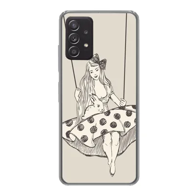 Produktbild von MuchoWow® Handyhülle Schutzhülle Hülle für Samsung galaxy a73 Mädchen in gepunktetem Kleid mit Kaninchen Silikon Softcase Handy Hülle - Handyhülle