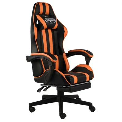 Image de vidaXL Chaise de jeu avec repose-pieds noir et orange similicuir