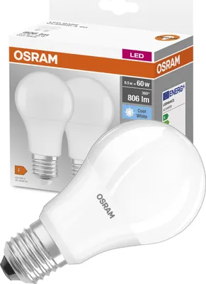 Zdjęcie produktu dla 2PAK Żarówka LED E27 A60 8,5W = 60W 806lm 4000K Neutralna 200° OSRAM