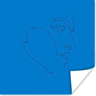 Produktbild von MuchoWow® Poster Mann - Blau - Strichzeichnung 75x75 cm - Wand Dekoration