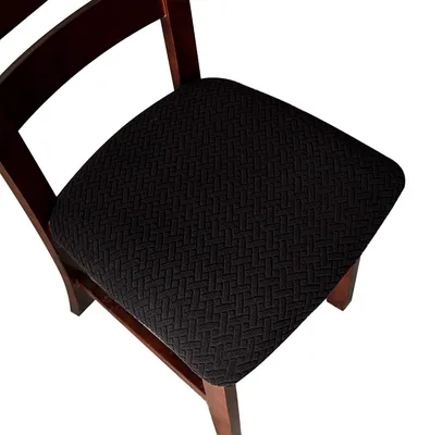 Productafbeelding van Genina stoelhoezen voor eetkamerstoelen, stoelhoezen, keukenstoelhoezen (zwart, 4 stuks)
