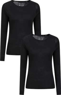 Produktbild von Mountain Warehouse - Base Layer Oberteil Rundhalsausschnitt für Damen (2er-Pack) MW438 (34 DE) (Schwarz)