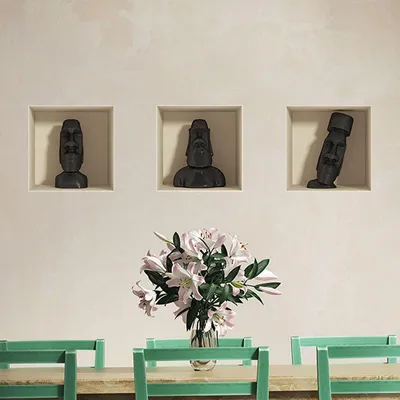 Produktbild von 3D-Effekt-Aufkleber einer Osterinselstatue, 30 x 90 cm
