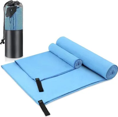 Produktbild von Famanu Mikrofaser-Handtuch 2er Set - Schnell trocknend, blau