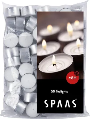 Produktbild von Spaas Candles 0355020.000, Rund, Weiß, 8 h, 50 Stück(e)