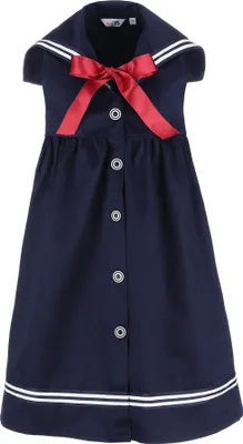 Produktbild von Kinderkleid Matrosenkleid Kinder blau mit roter Schleife Gr. 128