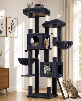 Imagen del producto de Árbol para gatos grande, extra grande, con una altura de 180 cm, ideal para 2-6 gatos grandes y con una base ancha