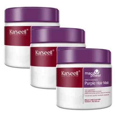 Immagine prodotto di Purple Maschera per capelli Trattamento per capelli biondi, decolorati e grigi Karseell, 3x 500 ml