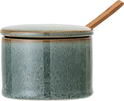Obrázek produktu pro Bloomingville Gefäß mit Deckel und Löffel Pixie, Farbe Grün/Braun, 200 ml