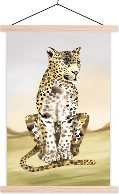Produktbild von MuchoWow® Textilposter Tiere - Dschungel - Leopard 60x90 cm mit holzfarbenen Rahmen - Textil