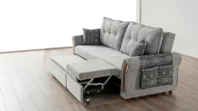 Produktbild von Stilvolles 3-Sitzer Sofa mit Holzarmlehnen Modernes Design für Ihr Zuhause