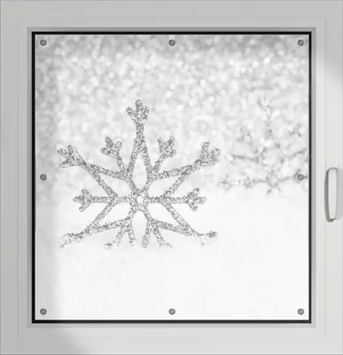 Produktbild von Wallario Lichtschutzbild, Dekorativer Sichtschutz Sonnenschutz 96 x 93 cm mit Motiv: Silberne Schneeflocken - Verdunklung ohne Bohren