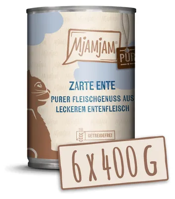 Produktbild von MjAMjAM - 6x400g Ente pur Nassfutter für Katzen Hauptfutter natur
