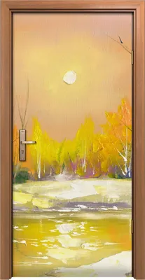 Produktbild von Türposter 90x200 cm Türaufkleber Türtapete Türfolie Klebefolie Sonnenuntergang See Winter Wald Fluss