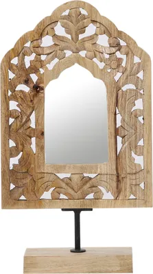Produktbild von Boho Deko Schminkspiegel Standspiegel aus Holz Akaash -1-