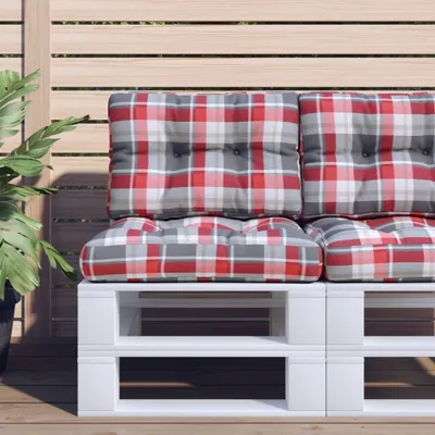 Produktbild von Möbel Palettenkissen Rot Karomuster 60x40x12 cm Stoff - Gartenmöbelauflagen 360570