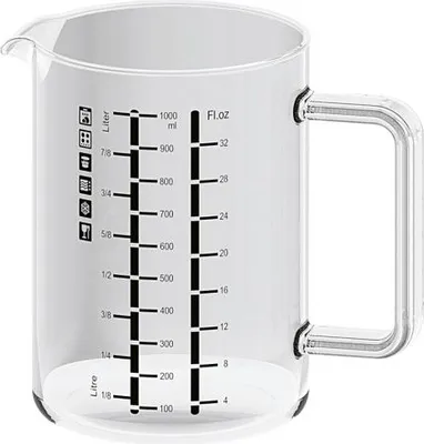 Produktbild von SIMAX Messbecher aus Glas, mit Skala, -40 bis 300 °C, mit Henkel, 1 l, klar