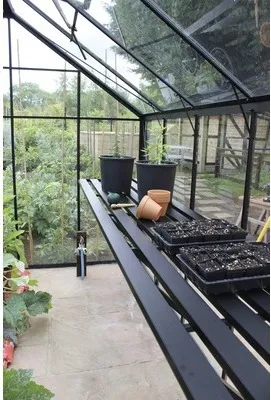 Produktbild von Aluminiumtisch Halls Blockley Giebelseite Integrierter Tisch 249x64 cm schwarz
