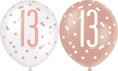 Produktbild von 6 Luftballons roségold Zahl 13