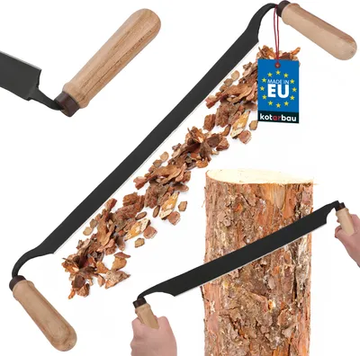 Image de KOTARBAU® Ecorceur de Dois Couteau de Tirage Acier Carbone 380 mm Noir Outil de Travail du Bois Manche Ergonomique Couteau à Tirage Droit Résistant