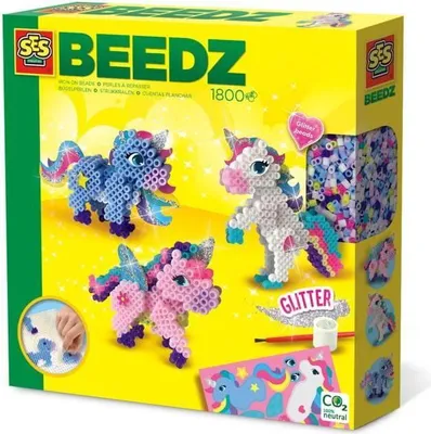 Image de Perles à Repasser Licornes SES Creative, Kit Créatif 3D, Modèle Licorne Carton