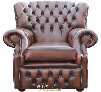 Produktbild von Chesterfield Leder Dunkelbraun Ohrensessel 1 Sitzer Designer Fernseh Sessel